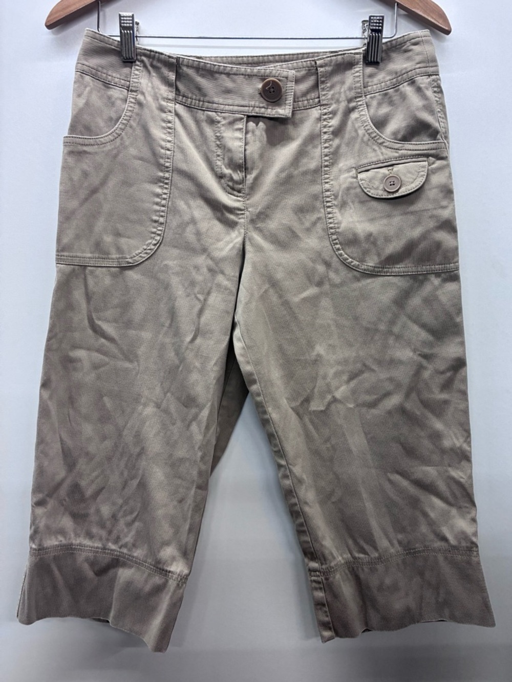 LOFT Tan Crop Utility Bermuda Shorts